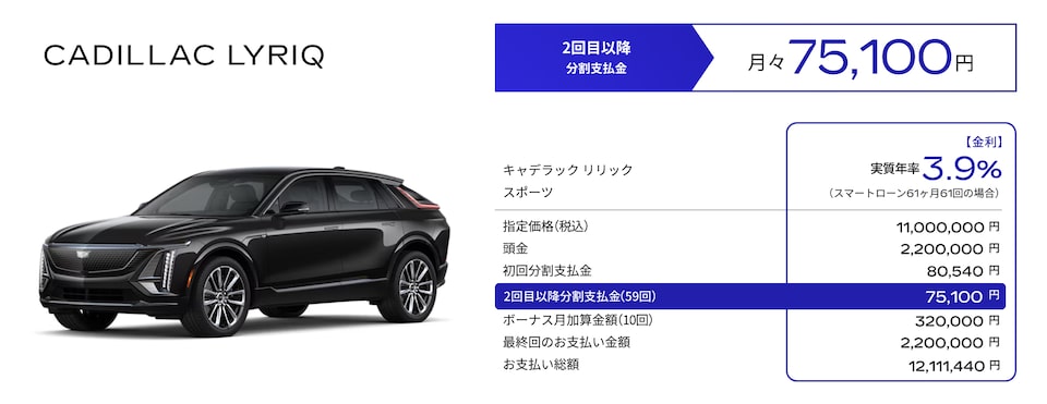 CADILLAC LYRIQ お支払い例