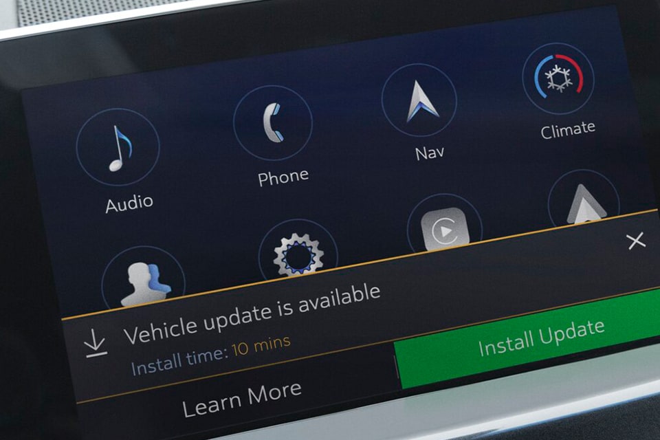 Close-up of a Vehicle Software Update on the Display Screen