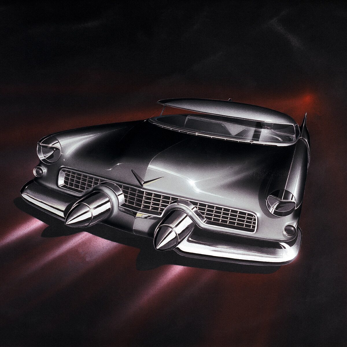 Eldorado Front End by Ed Glowacke, Undated. Digital print of original rendering, acrylic, gouache on Canson paper. From the GM Design Archive & Special Collections
