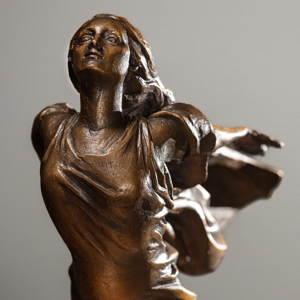 Close-Up Bronze Cadillac Hood Ornament Face