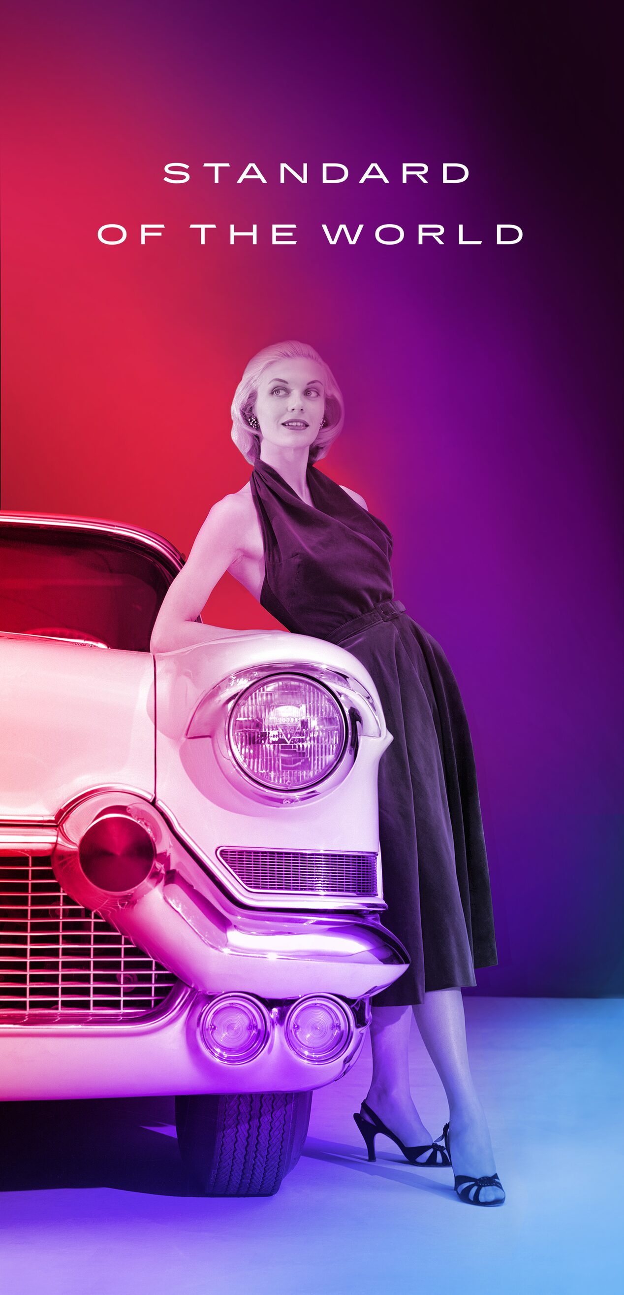 Woman Posing Leaning On Vintage Cadillac Vehicle