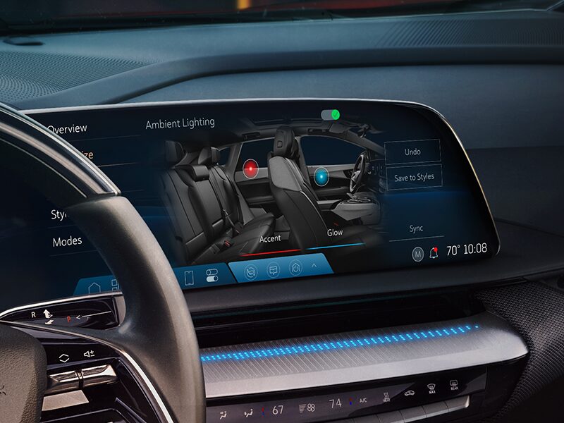 The 2025 Cadillac OPTIQ Ambient Lighting Options on the Infotainment System