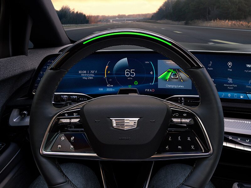 Close-up View of the 2025 Cadillac OPTIQ Super Cruise Feature on the Dashboard