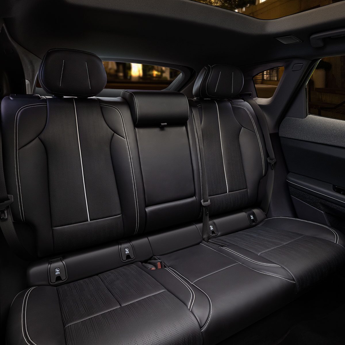 The 2025 Cadillac OPTIQ Black Leather Rear Seat Row