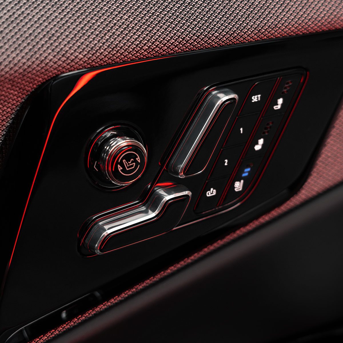 Close-up View of the 2025 Cadillac OPTIQ Seat Controls