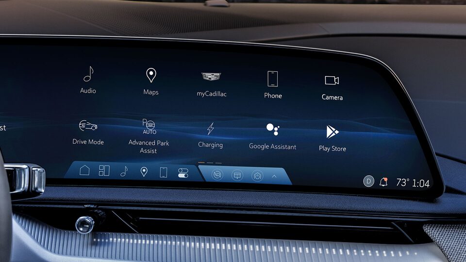 The Driver's View of the 2025 Cadillac OPTIQ's Steering Wheel and Dashboard