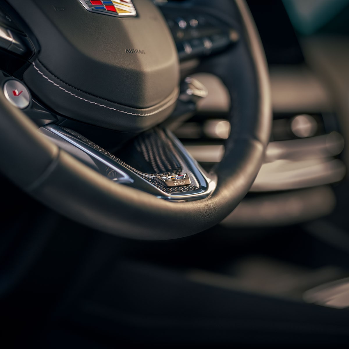 Close-up of the Steering Wheel for a 2025 Cadillac CT5-V