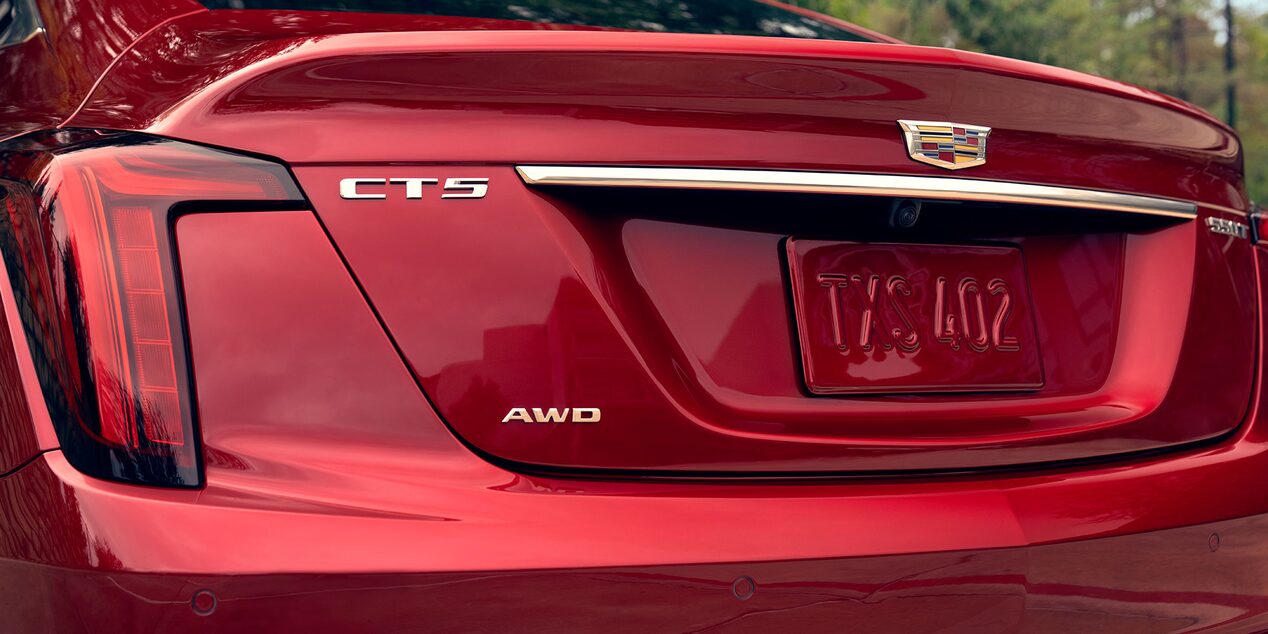 Close-Up View of the 2025 Cadillac CT5 Trunk in Radiant Red Tintcoat