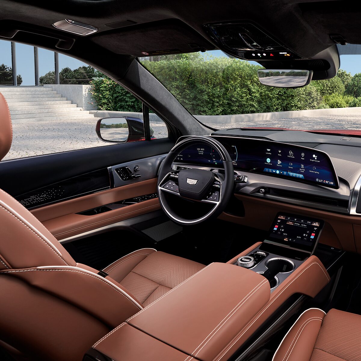 Passenger Seat View of the 2026 VISTIQ Driver Side and Dark Interior Cabin