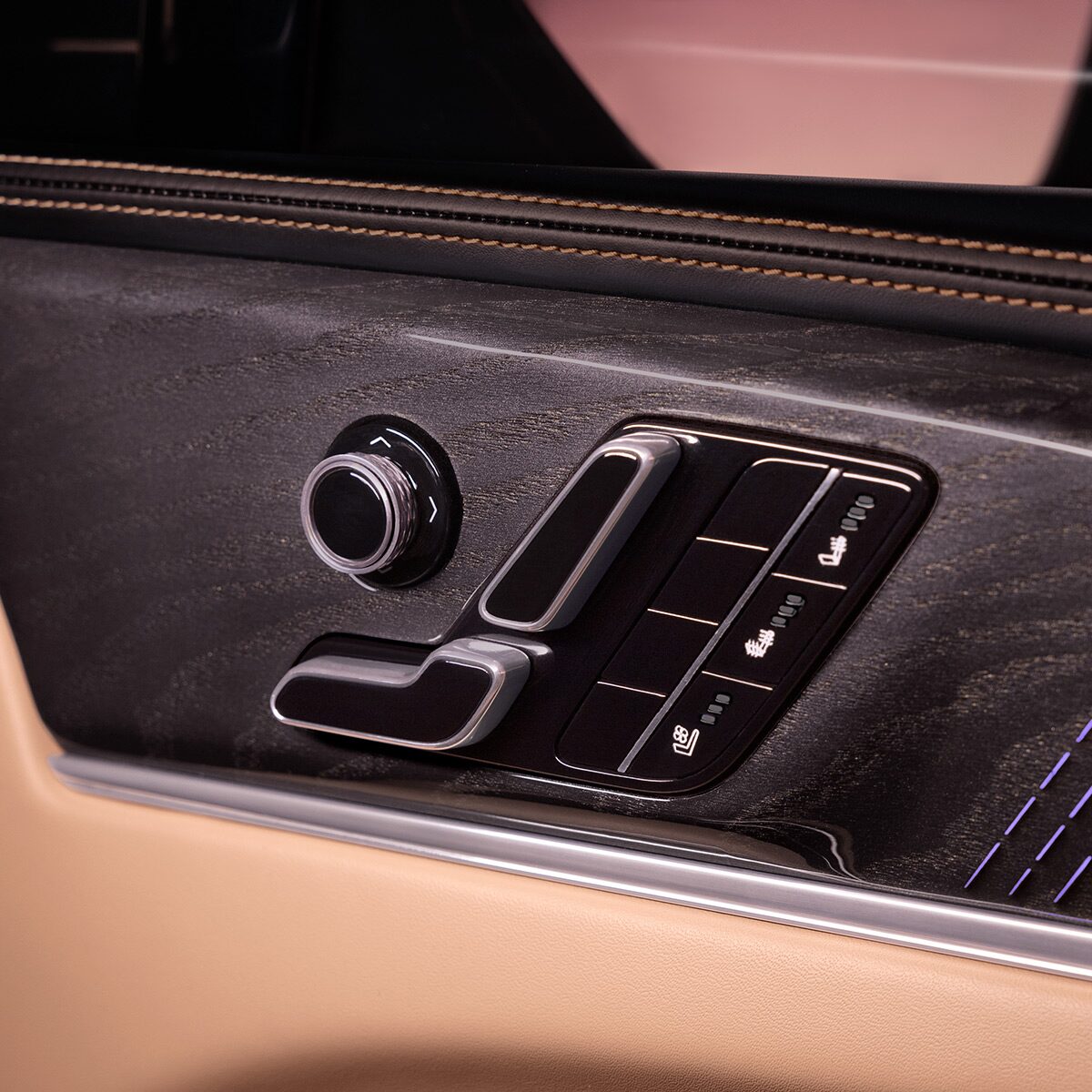 Close-up of the 2026 ESCALADE IQ Seat Controls