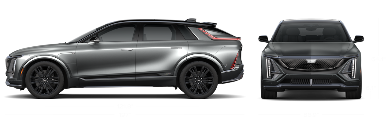 The Front View and Side Profile of a Gray 2026 LYRIQ-V