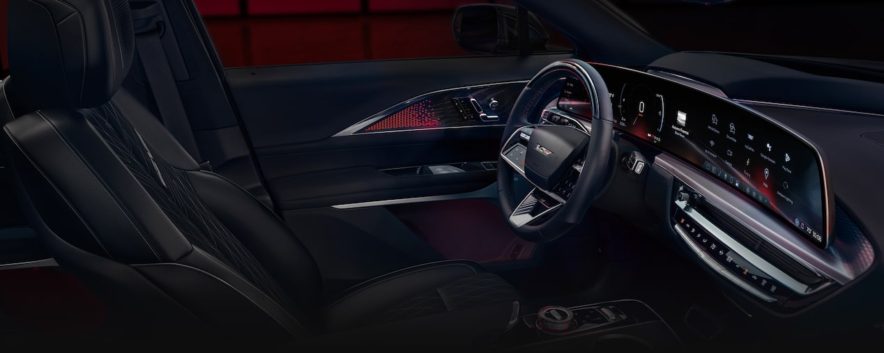 Passenger Seat View of the 2026 LYRIQ-V Front Row Interior and Sleek Dashboard