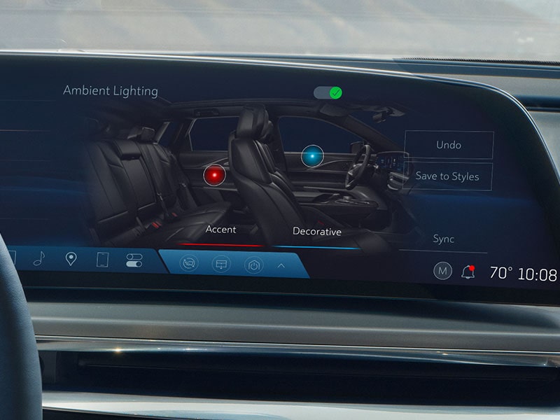 Close-up of the Cadillac LYRIQ Ambient Lighting Settings on the Interior Display Screen