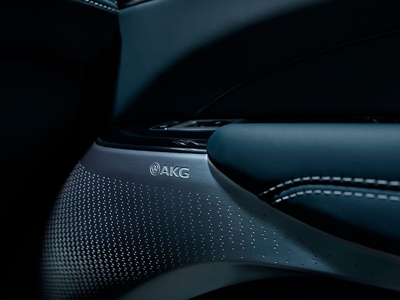 Close-up of an AKG Speaker on the Cadillac LYRIQ EV SUV Door