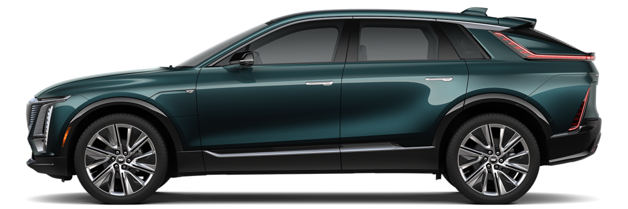 Driver's Side Profile of An Emerald Metallic 2026 Cadillac LYRIQ Signature Luxury Model