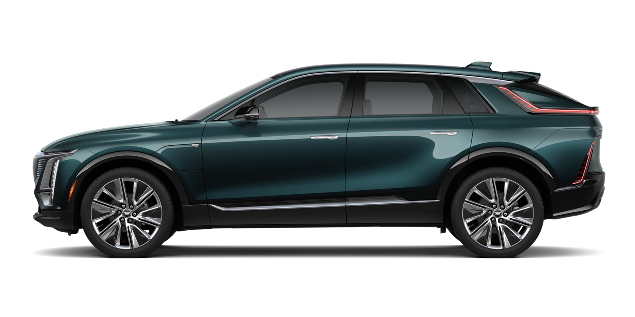 Driver's Side Profile of An Emerald Metallic 2026 Cadillac LYRIQ Signature Luxury Model