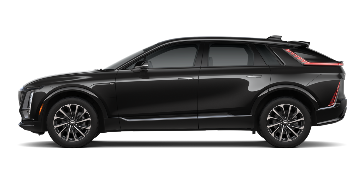 Driver's Side Profile of A Stellar Black Metallic 2026 Cadillac LYRIQ Sport Model