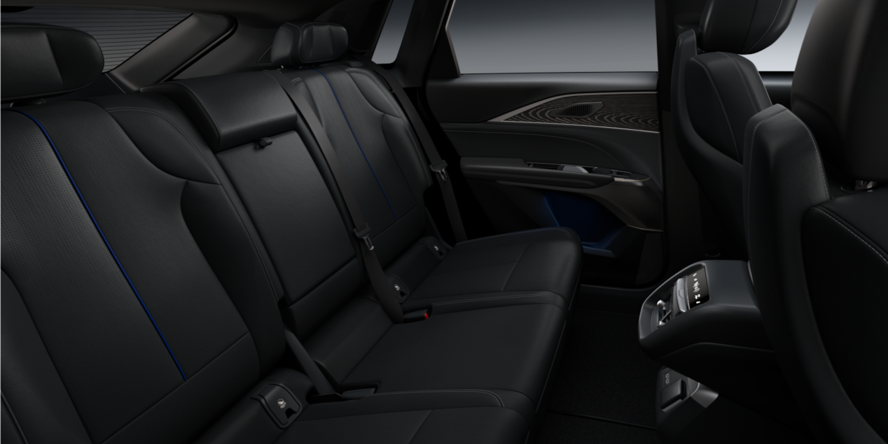 Close-up View of the Cadillac LYRIQ Back Row with Two Seats Down Displaying Spacious Trunk