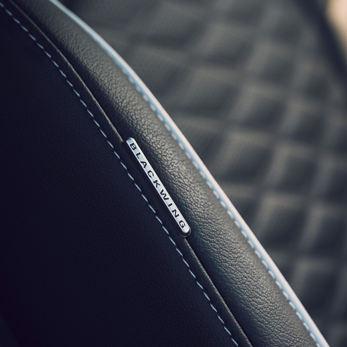 Close-up of the Blackwing Nameplate Detail on a CT4-V Seat