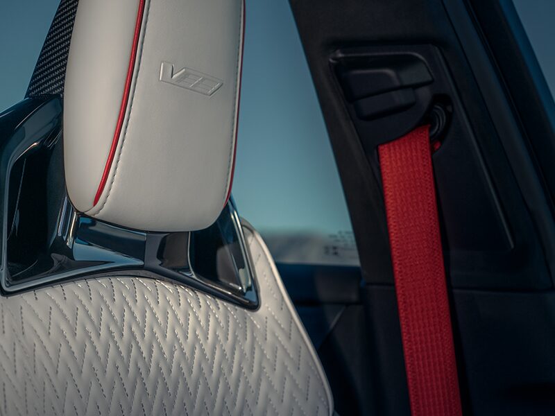 Close-up of a White Seat in a  Cadillac CT5-V