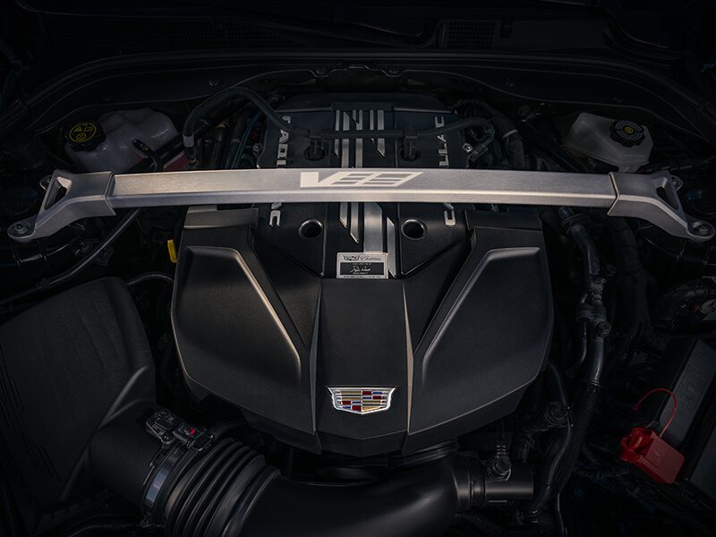 Close-up of an Engine Inside a  Cadillac CT5-V