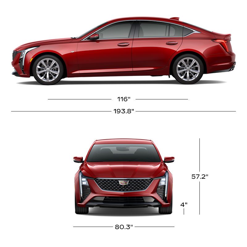The Side Profile and Front Profile of a Red 2026 CT5