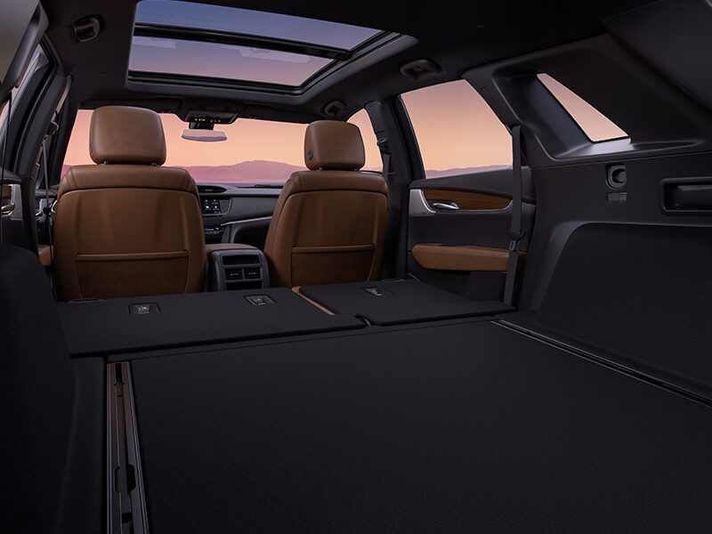Rear Seats Folded Down Revealing Cadillac XT5 Spacious Trunk Cargo Space