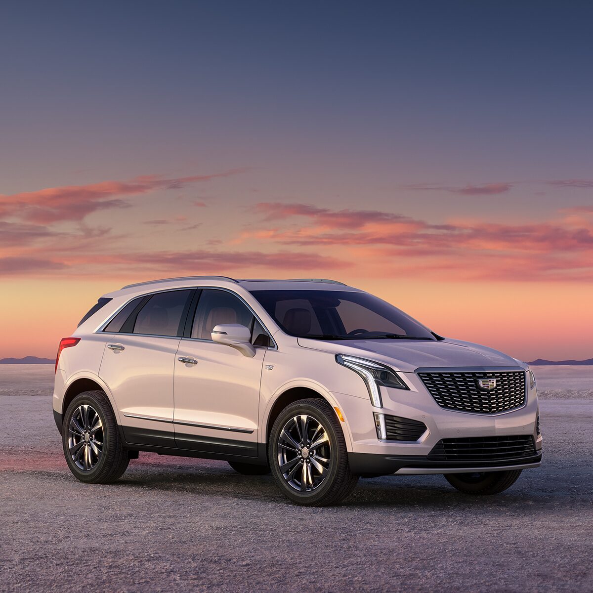 The 2026 Cadillac XT5 Parked with a Beautiful Sunset in the Background